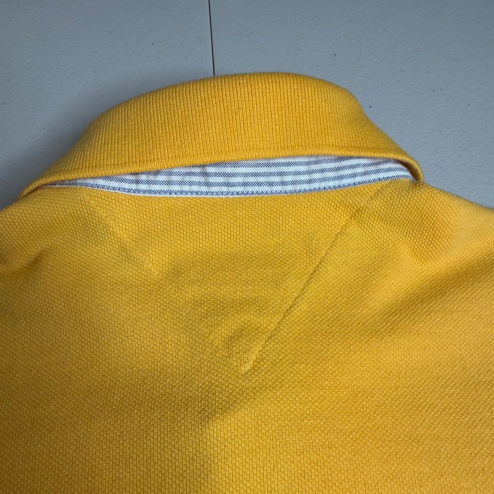 Tommy Hilfiger Mens Small Yellow Cotton Pique Polo Shirt Crest Logo Short Sleeve - Picture 10 of 12